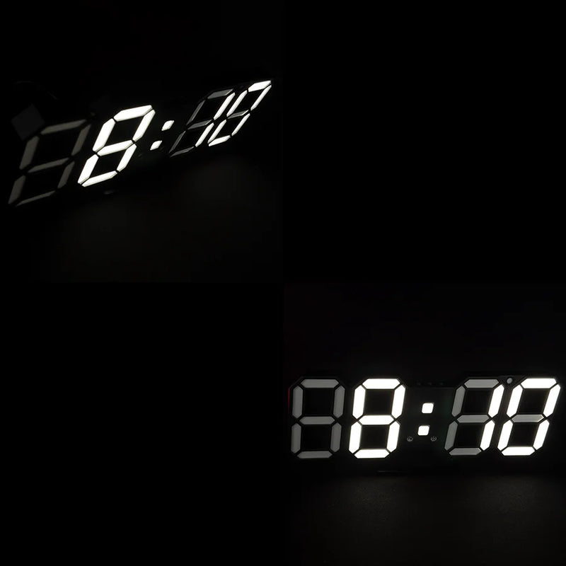 LED Digital Clock 3D Night Clock Electronic Table Alarm Adjustment Bright Wall Clock